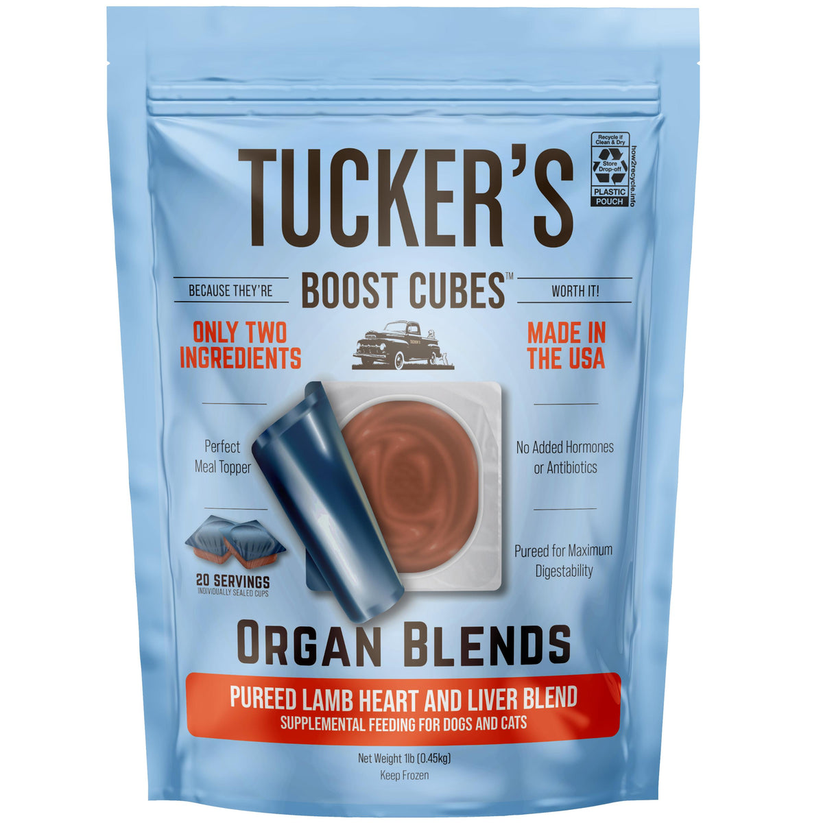 Tucker's Boost Cubes Pureed Lamb Heart & Liver Blend Frozen Dog & Cat Food Topper