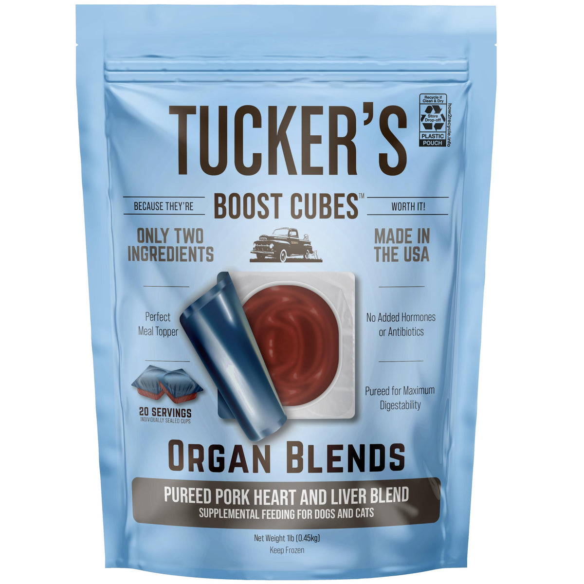 Tucker's Boost Cubes Pureed Pork Heart & Liver Blend Frozen Dog & Cat Food Topper