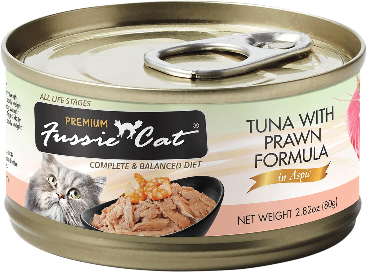 Fussie Cat Premium Tuna with Prawns in Aspic Grain-Free Wet Cat Food Can