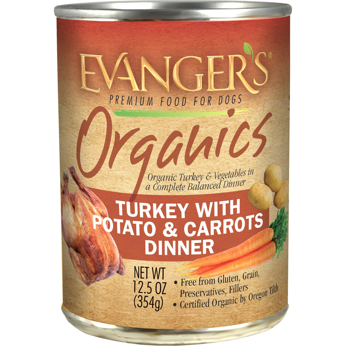 Evanger's Organics Turkey with Potato & Carrots Dinner Wet Dog Food Can