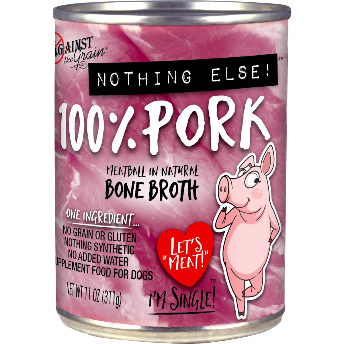 Against the Grain Nothing Else Pork Wet Dog Food Can
