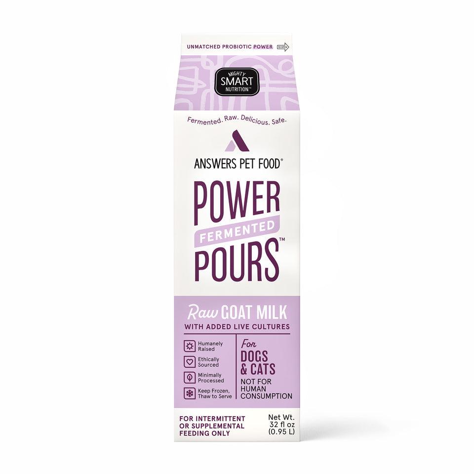 Answers Pet Food Power Pours Raw Goat Milk for Cats & Dogs