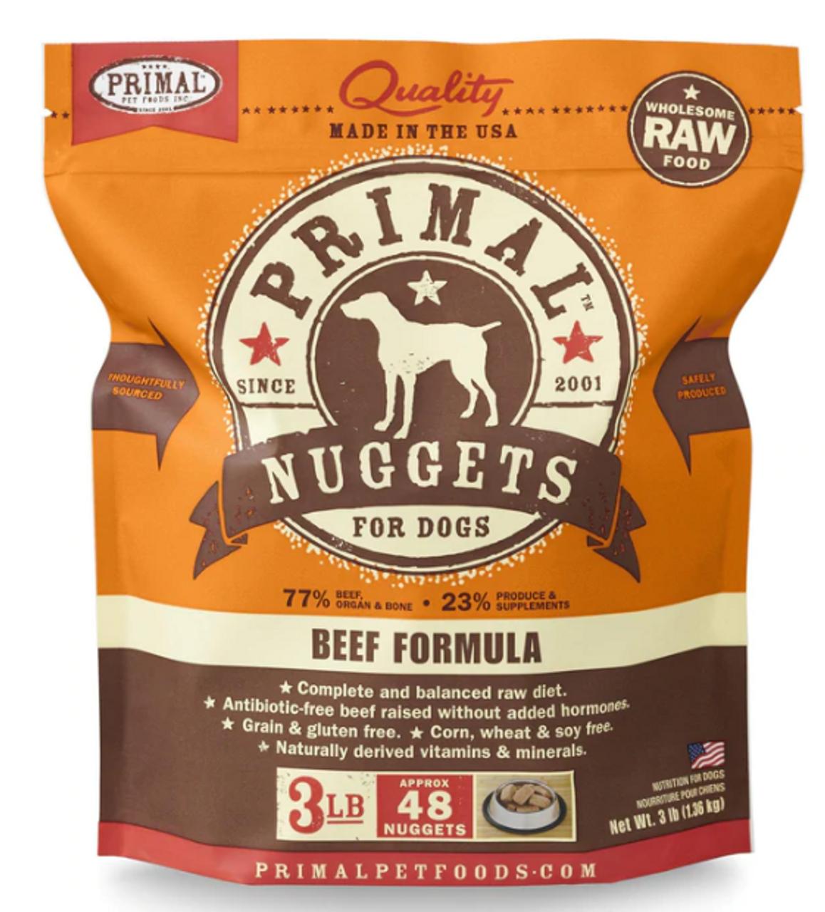 Primal Raw Frozen Nuggets Beef Formula Dog Food, 3-lb (Size: 3-lb)