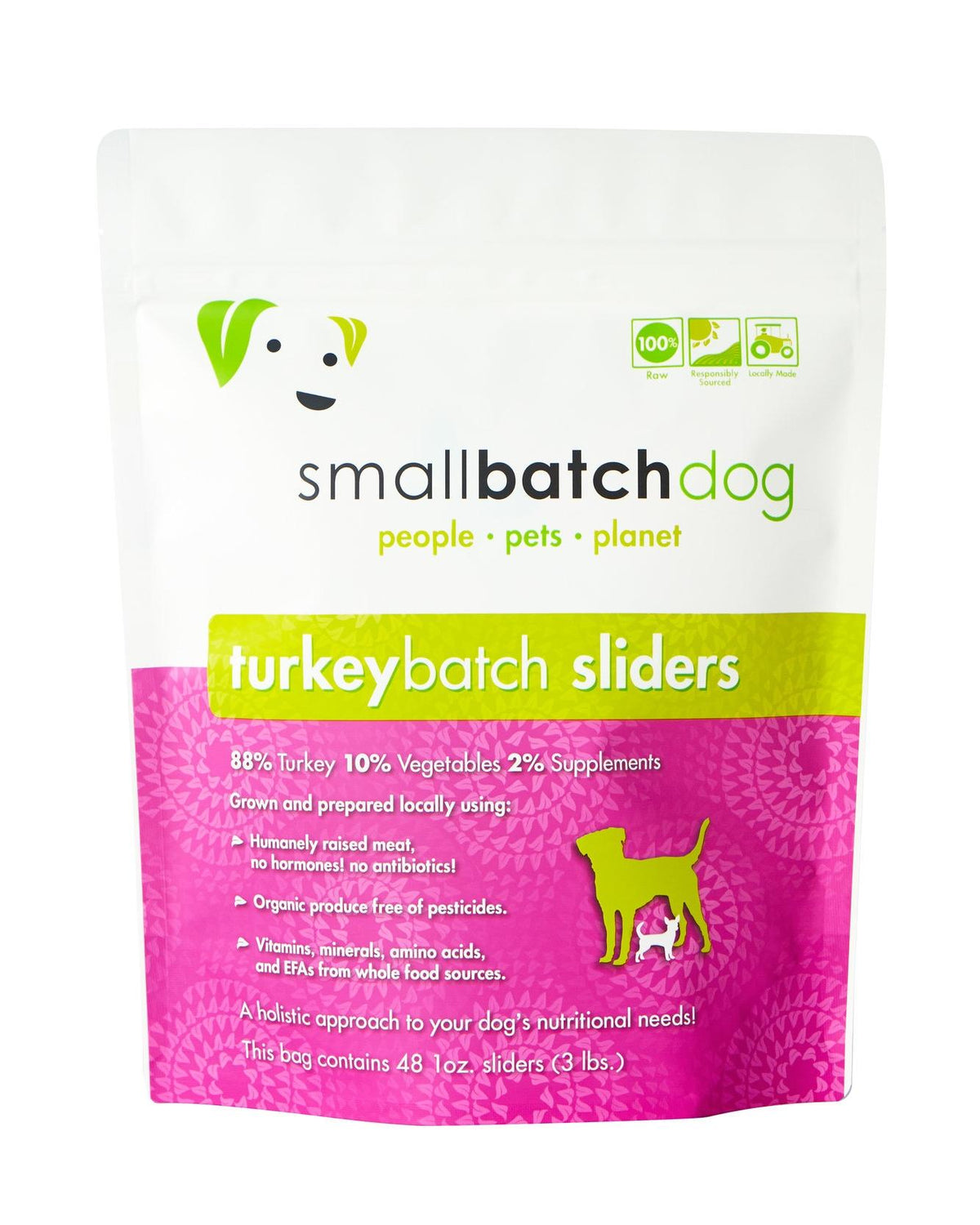 Smallbatch Dog Turkey Batch Sliders Raw Frozen Dog Food, 3-lb (Size: 3-lb)