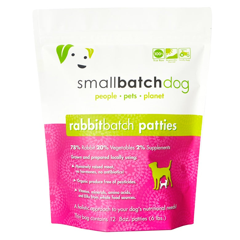 Smallbatch Dog Rabbit Batch Patties Raw Frozen Dog Food, 6-lb (Size: 6lb)