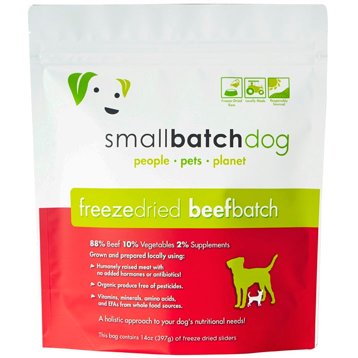 Smallbatch Dog Beef Batch Sliders Freeze-Dried Dog Food, 14-oz (Size: 14z)
