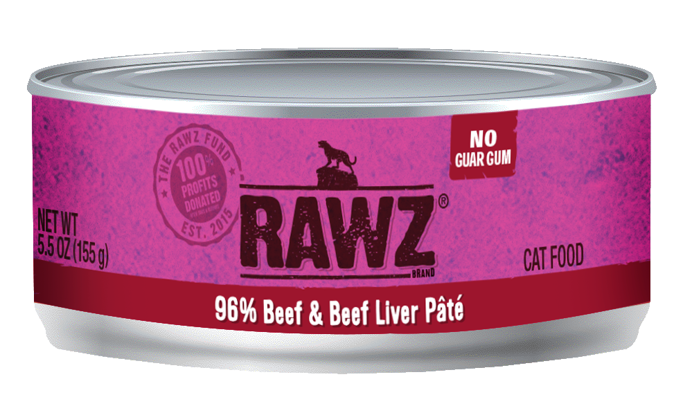 RAWZ Cat 96% Beef & Beef Liver Pate Wet Cat Food Can