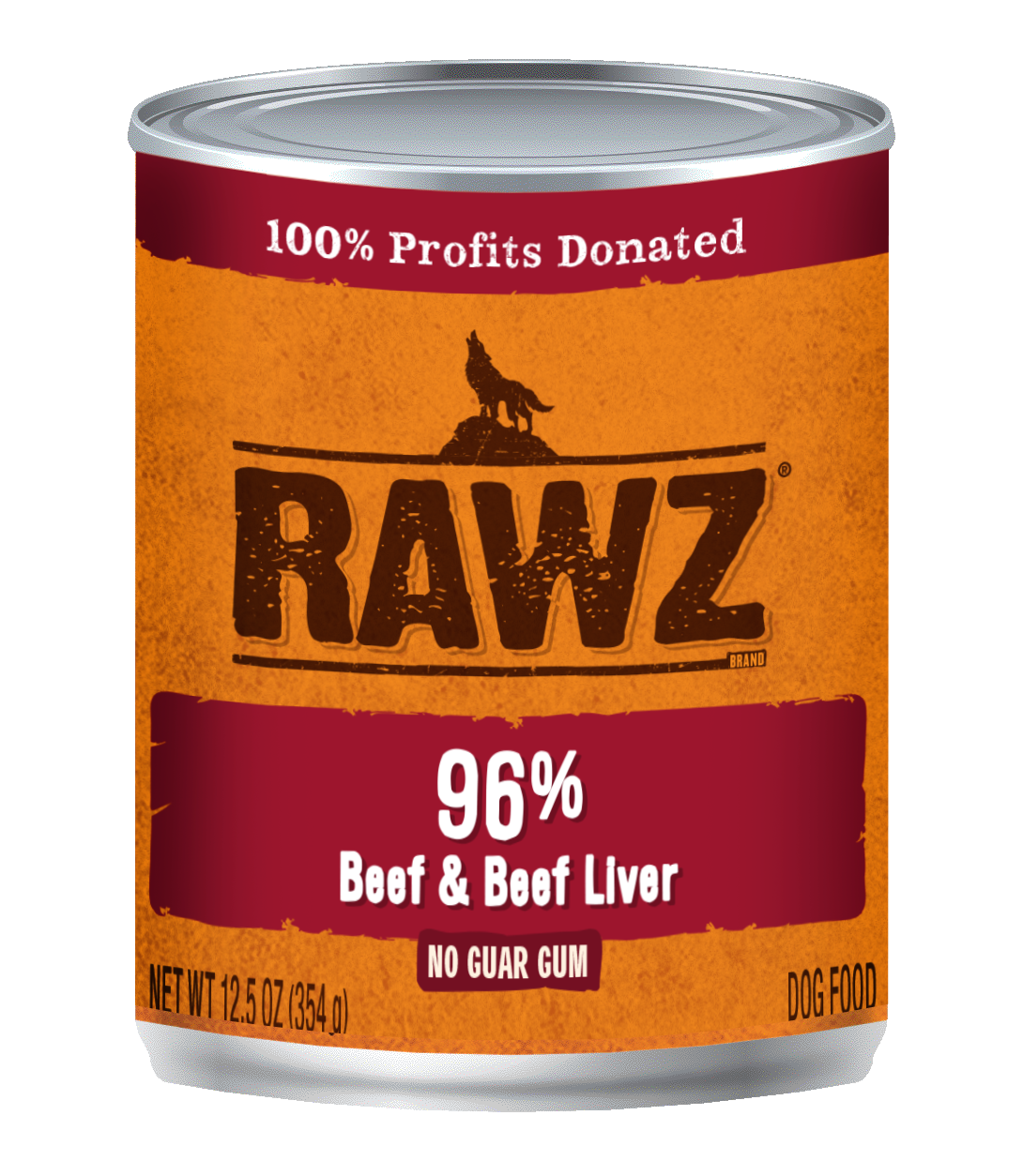 RAWZ Dog 96% Beef & Beef Liver Wet Dog Food Can