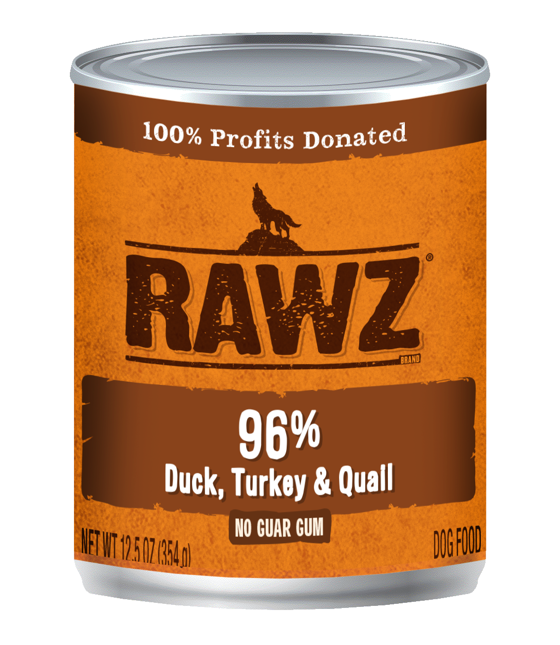 RAWZ Dog 96% Duck, Turkey & Quail Wet Dog Food Can