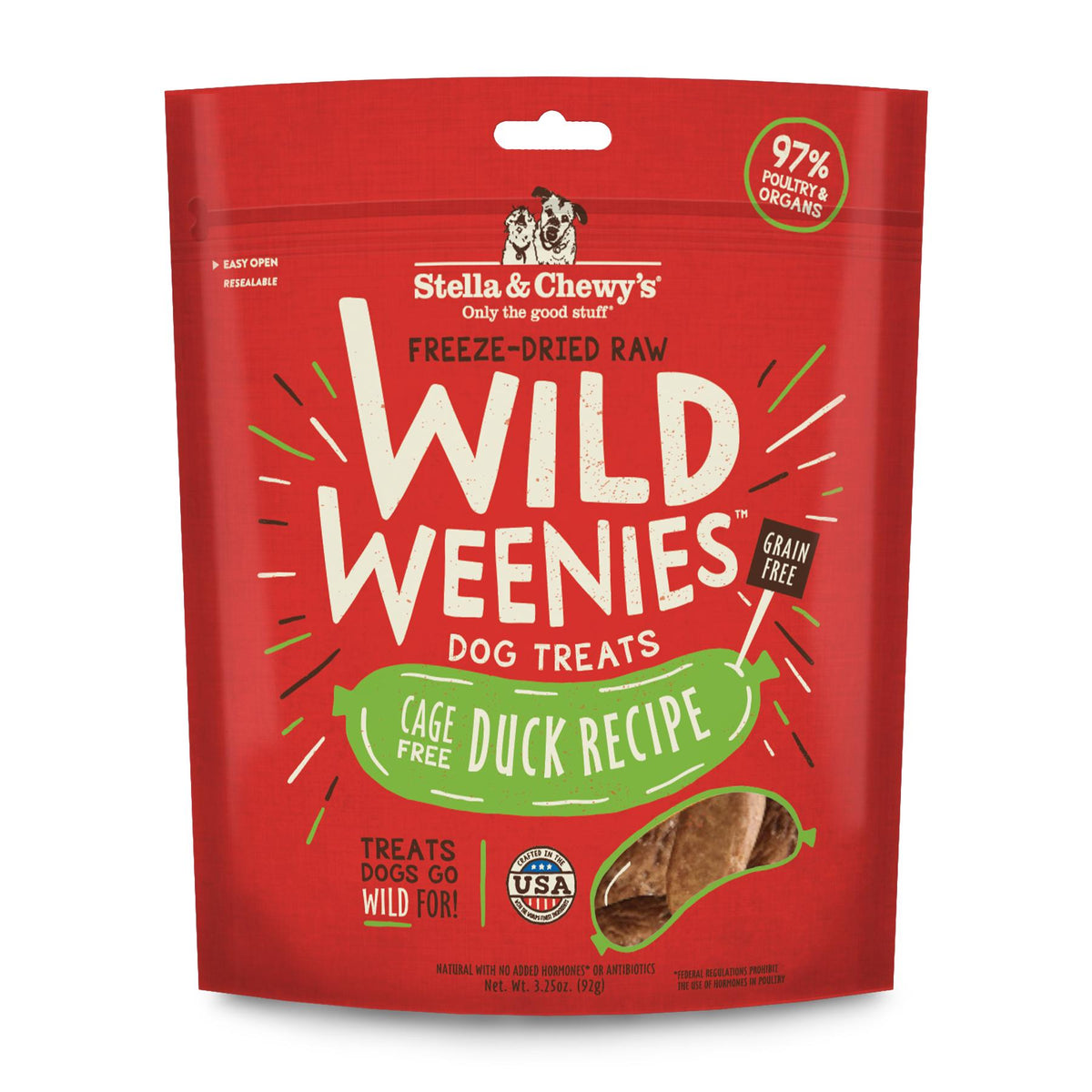 Stella & Chewy's Wild Weenies Cage-Free Duck Recipe Freeze-Dried Dog Treats, 3.25-oz (Size: 3.25-oz)