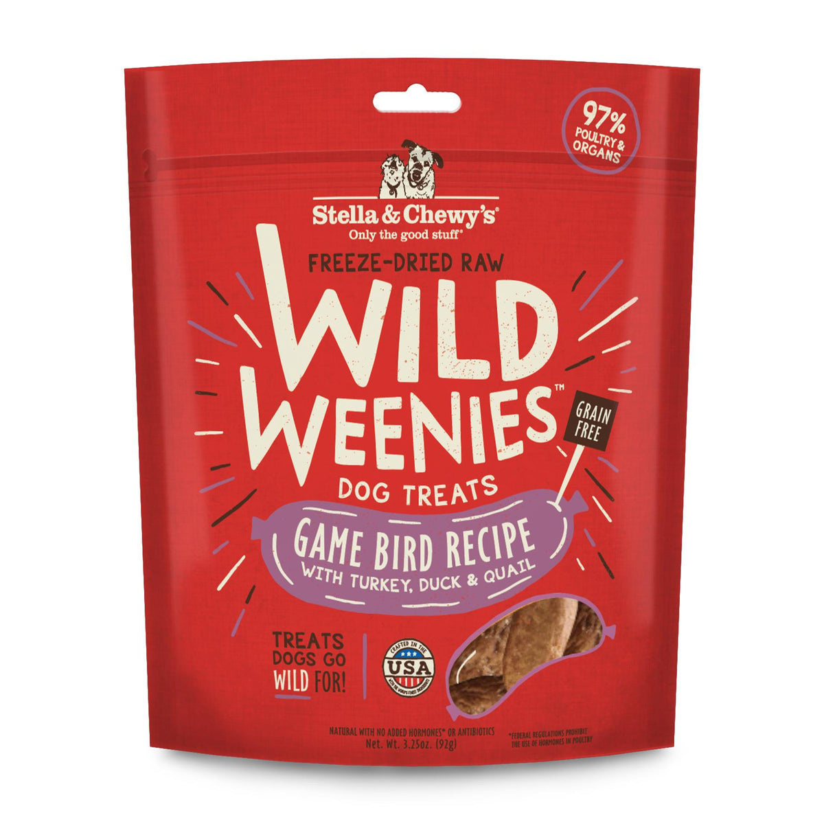 Stella & Chewy's Wild Weenies Game Bird Recipe Freeze-Dried Dog Treats, 3.25-oz (Size: 3.25-oz)