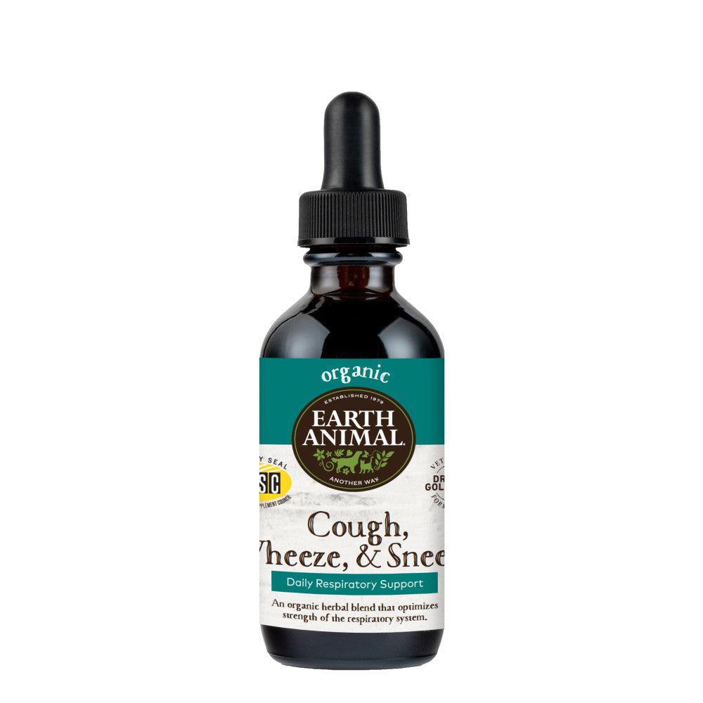 Earth Animal Organic Herbal Remedies Cough, Wheeze, & Sneeze for Dogs & Cats, 2-oz (Size: 2-oz)