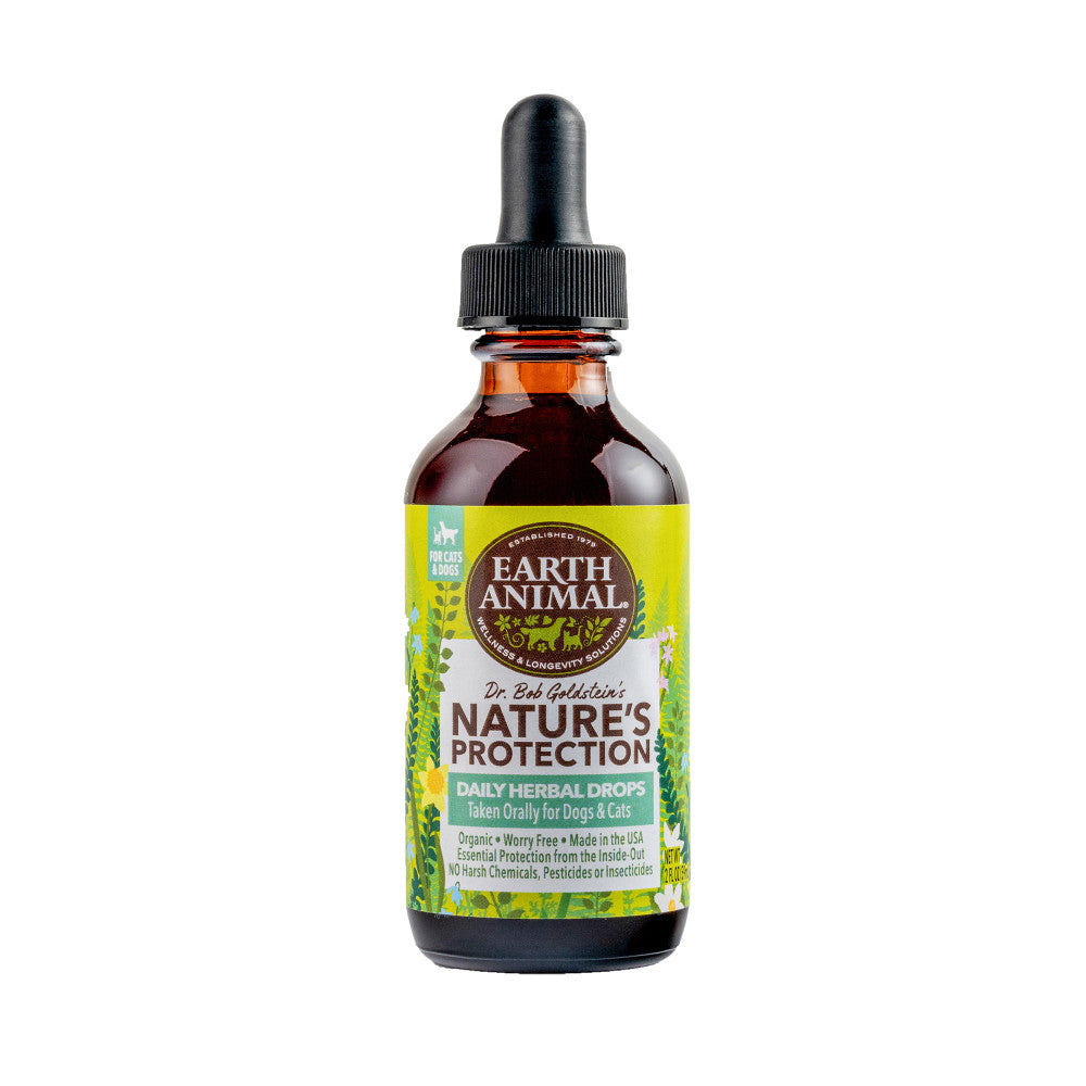 Earth Animal Nature's Protection Flea & Tick Prevention Daily Internal Herbal Drops for Dogs & Cats, 2-oz (Size: 2-oz)
