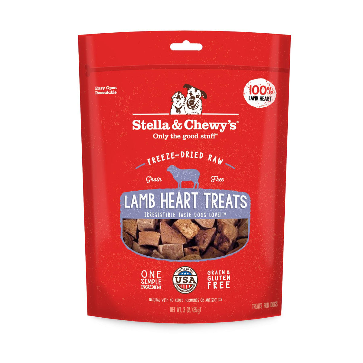 Stella & Chewy's Lamb Hearts Freeze-Dried Dog Treats, 3-oz (Size: 3-oz)
