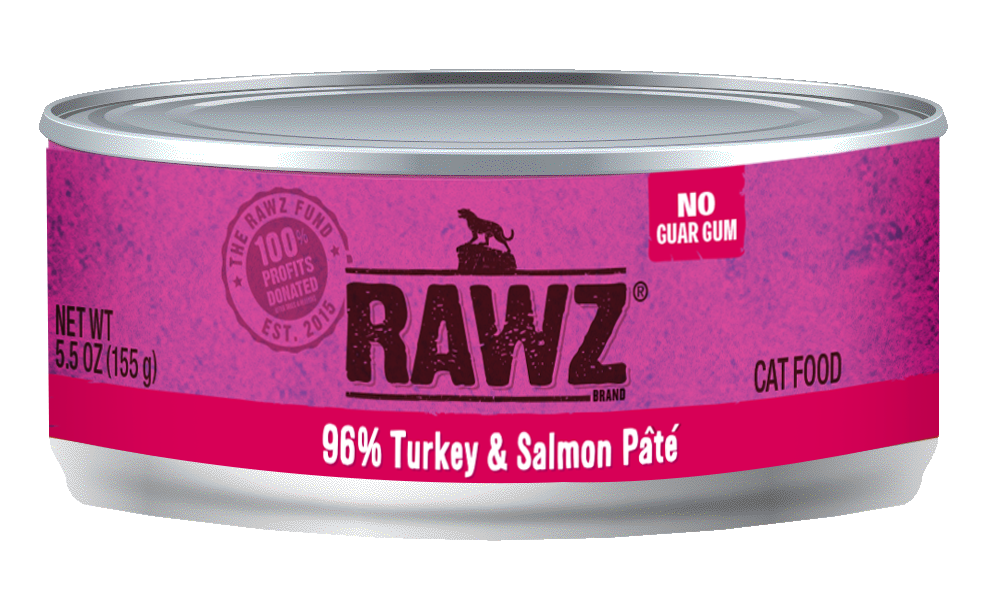 RAWZ Cat 96% Turkey & Salmon Pate Wet Cat Food Can