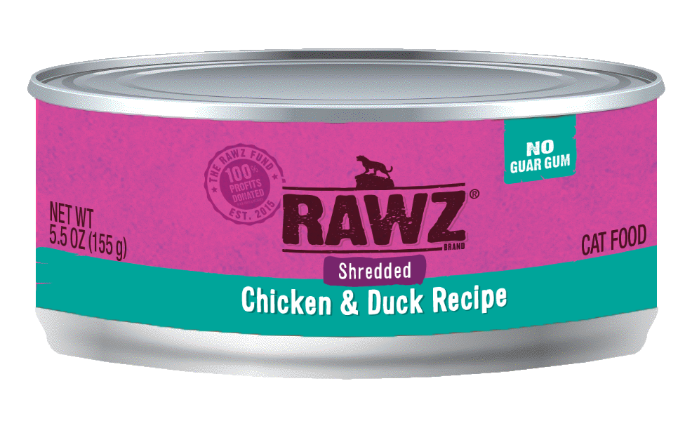 RAWZ Cat Chicken & Duck Shredded Wet Cat Food Can