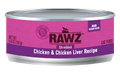 RAWZ Cat Chicken & Chicken Liver Shredded Wet Cat Food Can