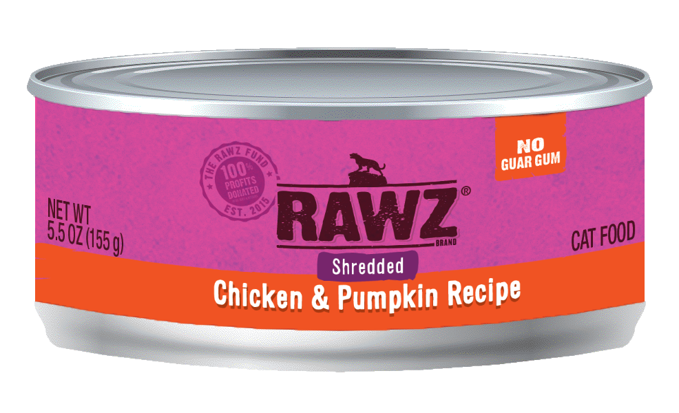 RAWZ Cat Chicken & Pumpkin Shredded Wet Cat Food Can