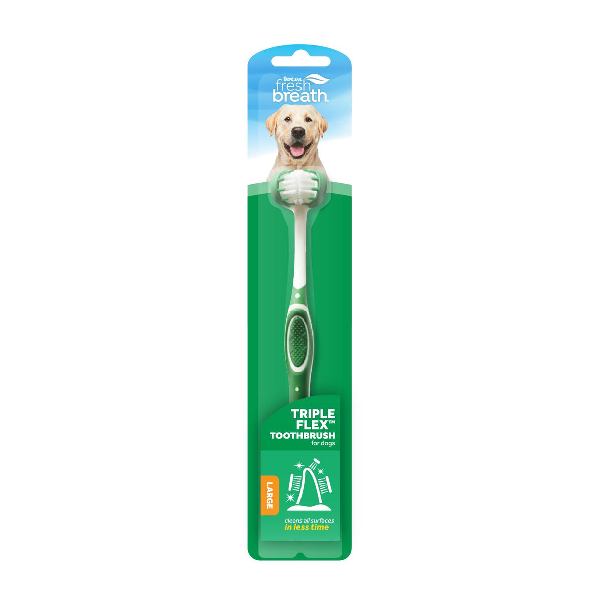 Tropiclean Fresh Breath Triple Flex Toothbrush for Large Dogs (Size: Large)