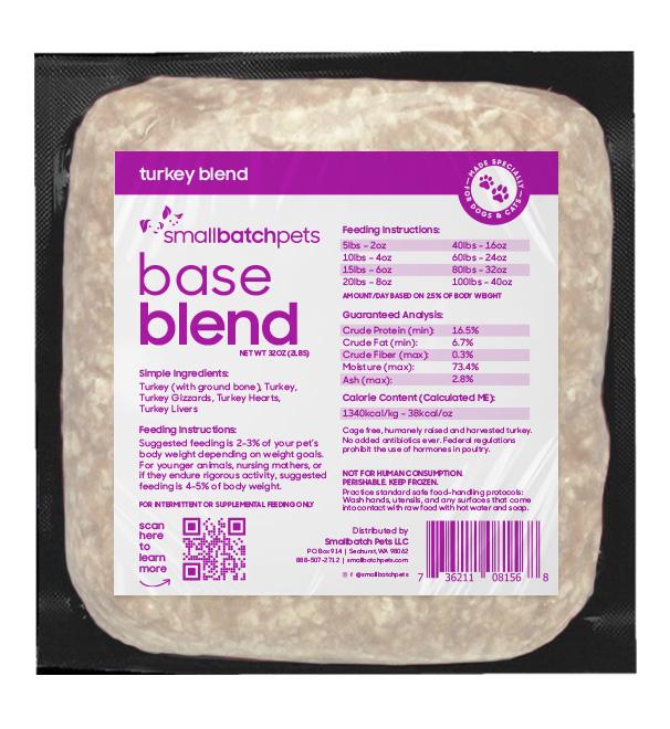 Smallbatch Base Blend Turkey Raw Frozen Dog & Cat Food