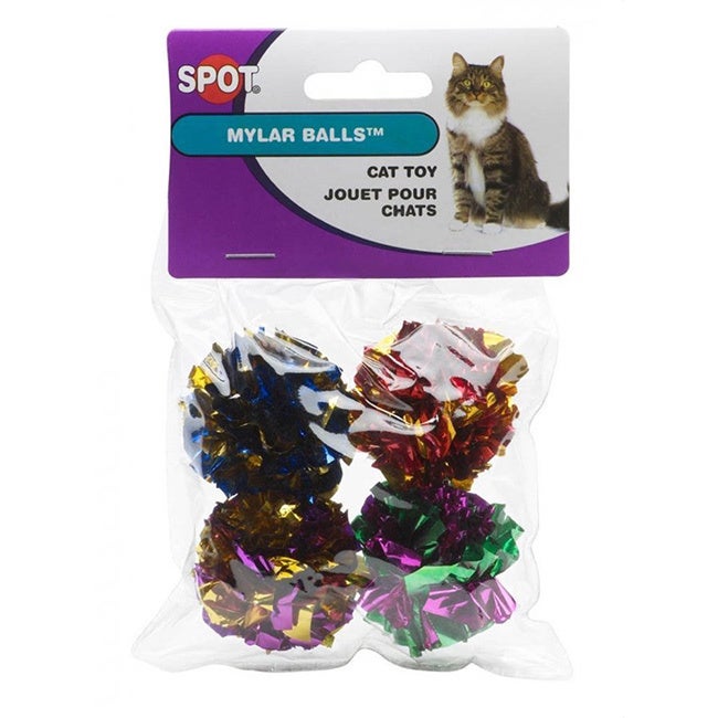 Ethical Pet Spot Mylar Balls Cat Toy, 4-pk (Size: 4-pk)