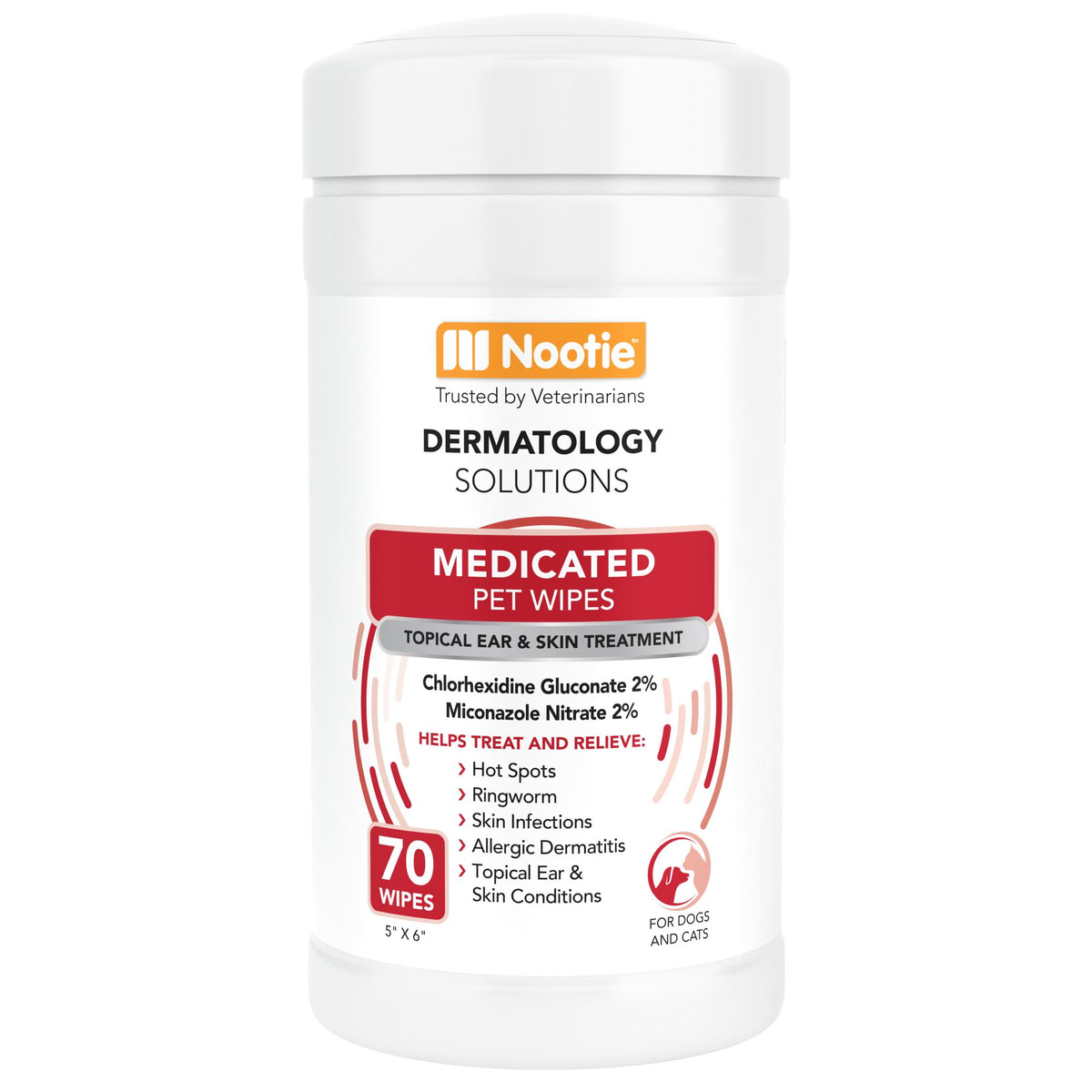 Nootie Medicated Wipes for Dogs & Cats, Large, 70-count (Size: 70-count)