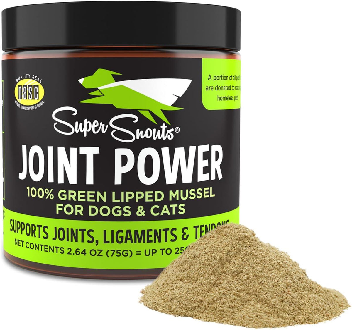Super Snouts Joint Powder 100% Green Lipped Mussel Dog & Cat Supplement, 2.64-oz (Size: 2.64-oz)