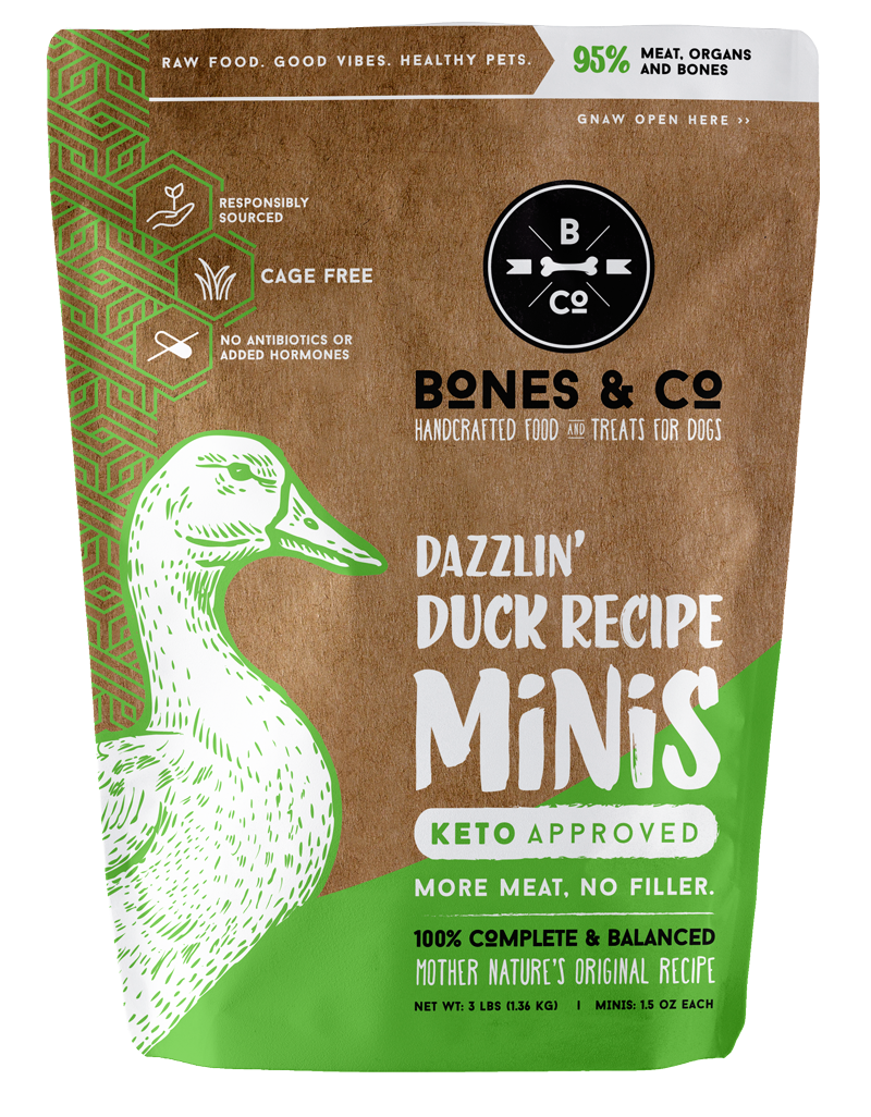 Bones & Co Dazzlin' Duck Recipe Minis Frozen Dog Food, 3-lb (Size: 3-lb)