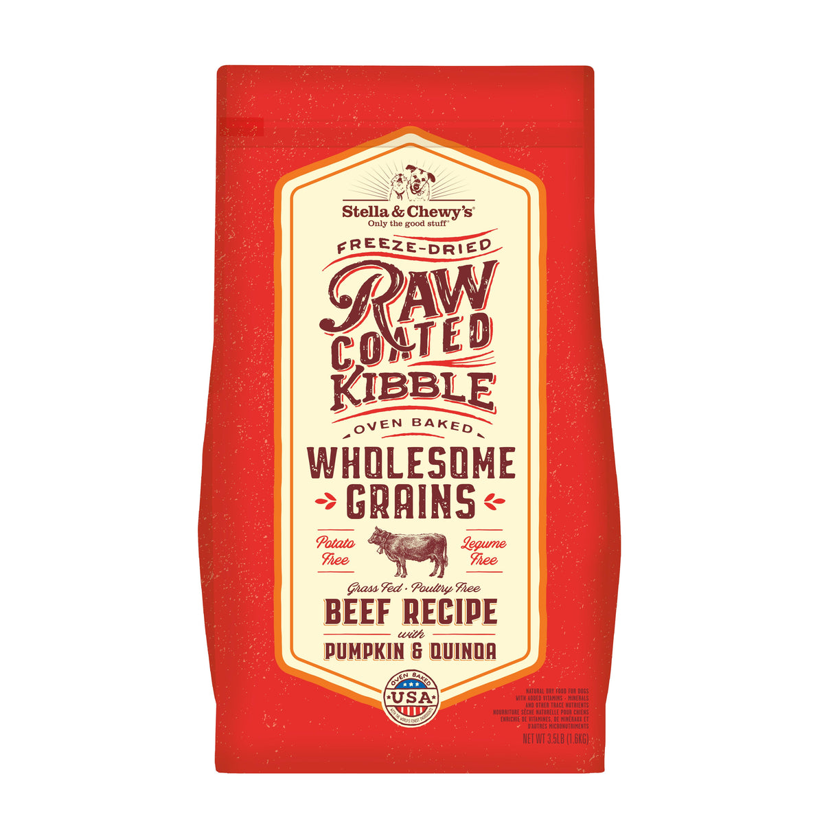 Stella & Chewy's Raw Coated Kibble Wholesome Grains Beef, Pumpkin & Quinoa Dry Dog Food