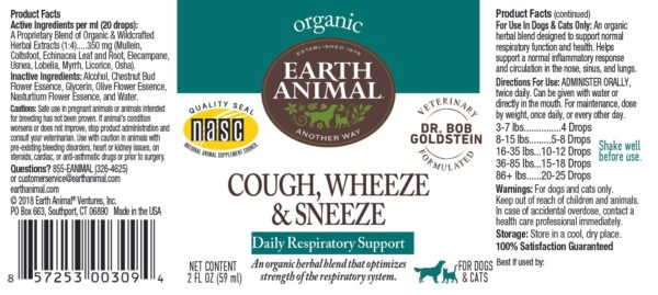 Earth Animal Cough, Weeze, & Sneeze Herbal Remedy