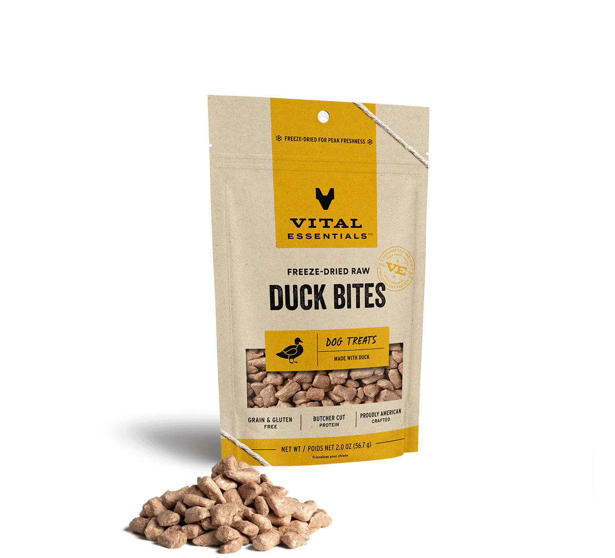 Vital Essentials Freeze-Dried Raw Duck Bites Treat 2oz