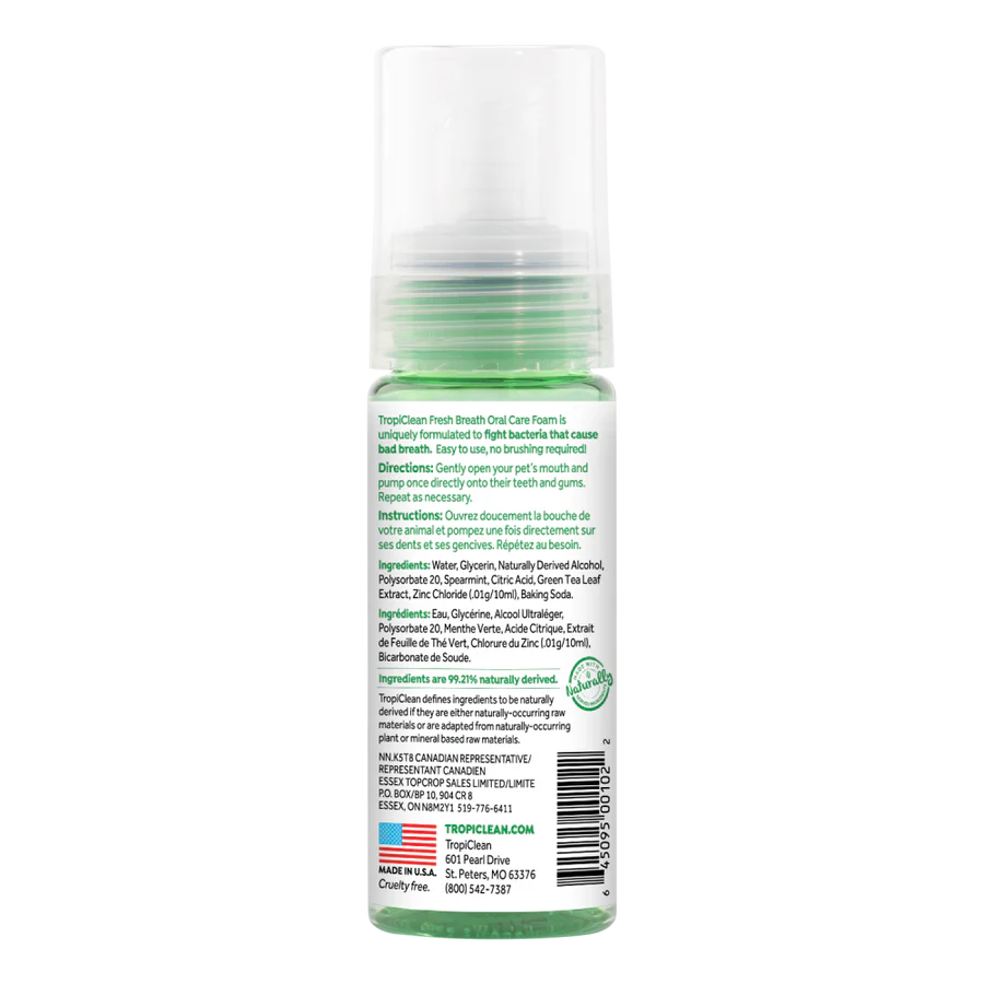 TropiClean Fresh Breath Mint Dental Foam for Dogs