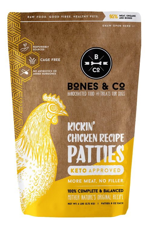 Bones & Co Kickin' Chicken Recipe Patties Frozen Dog Food, 6-lb (Size: 6-lb)