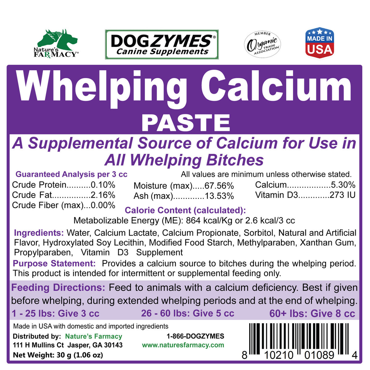 DOGZYMES Whelping Calcium Paste 30gm/cc