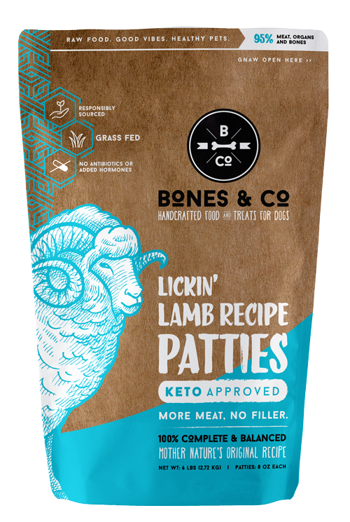 Bones & Co Lickin' Lamb Recipe Patties Frozen Dog Food, 6-lb (Size: 6-lb)