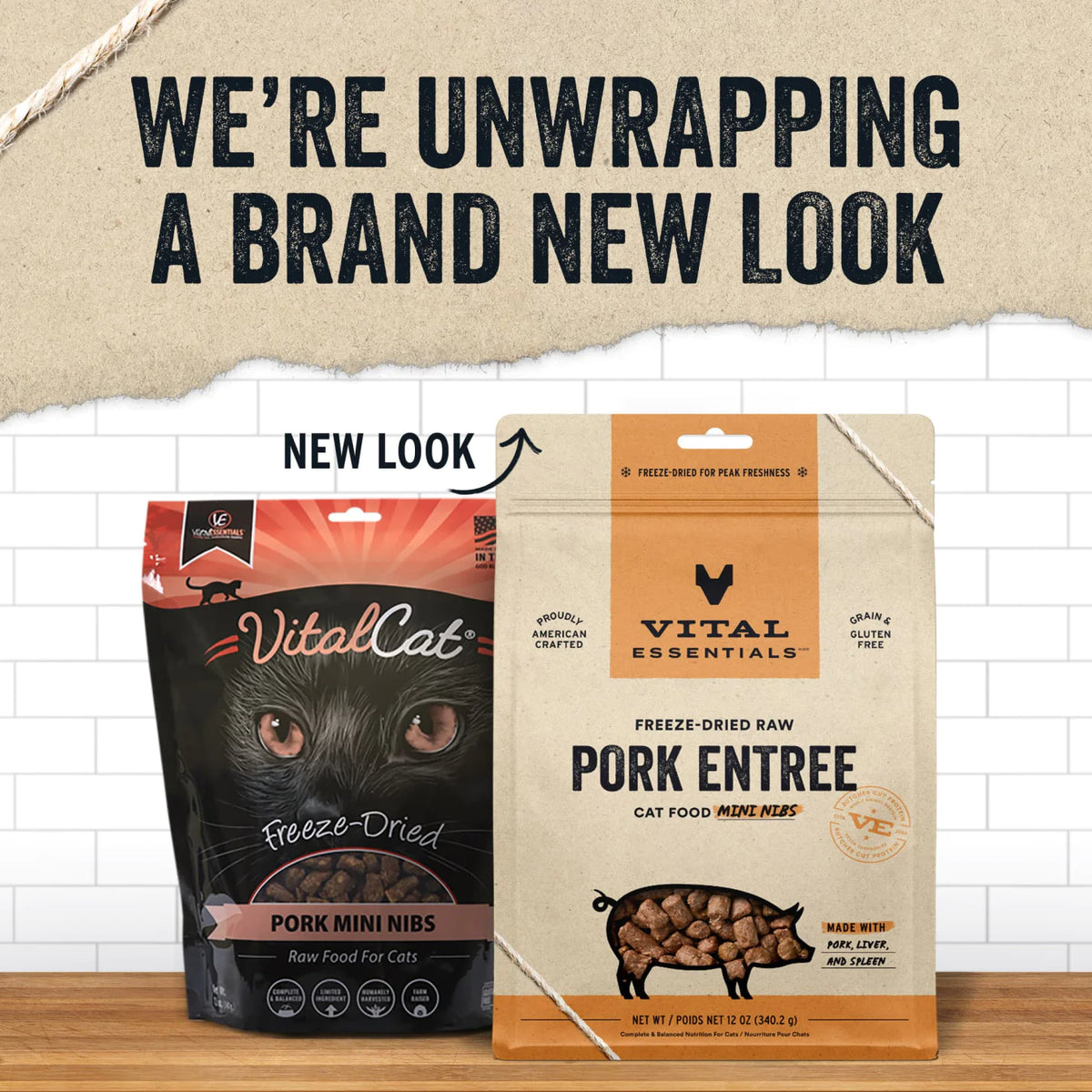 Vital Essentials Freeze-Dried Raw Pork Entree for Cats Mini Nibs 12oz