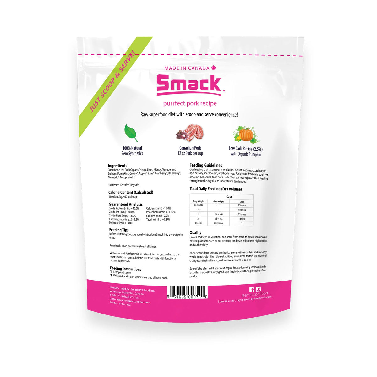 Smack Purrfect Pork for Cats 250g