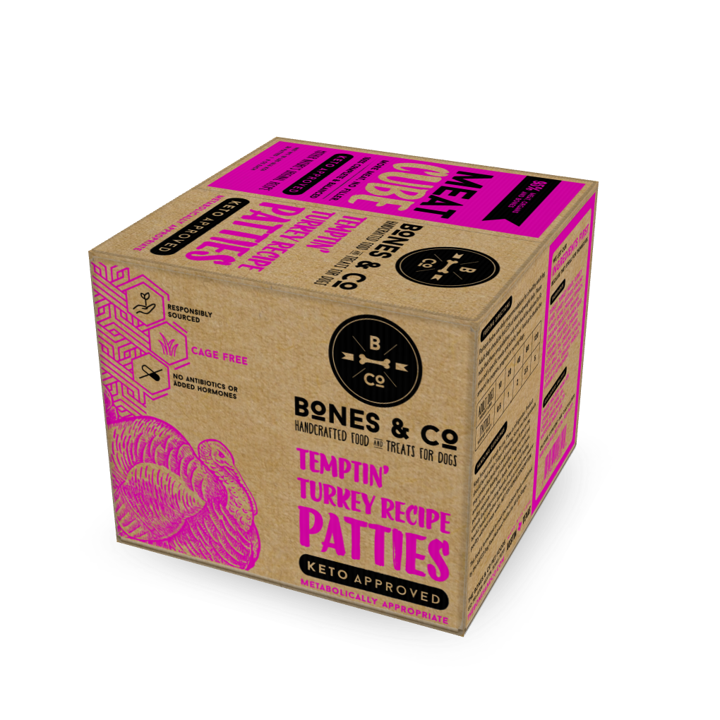 Bones & Co Meat Cube Temptin' Turkey Recipe Patties Frozen Dog Food, 18-lb (Size: 18-lb)
