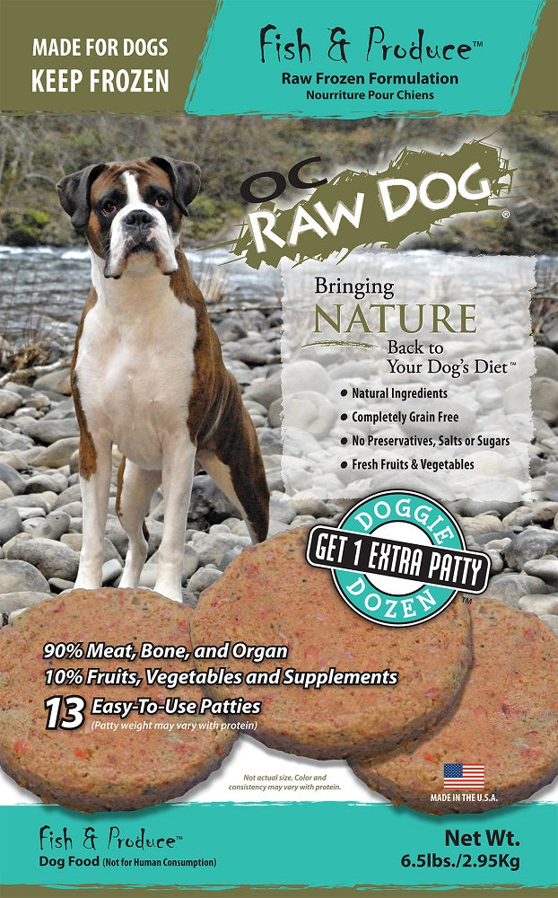 OC Raw Dog Fish & Produce Patties Raw Frozen Dog Food