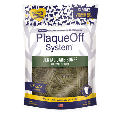 ProDen PlaqueOff System Dental Care Bones Vegetable Fusion Dental Dog Treats, 17-oz (Size: 17-oz)