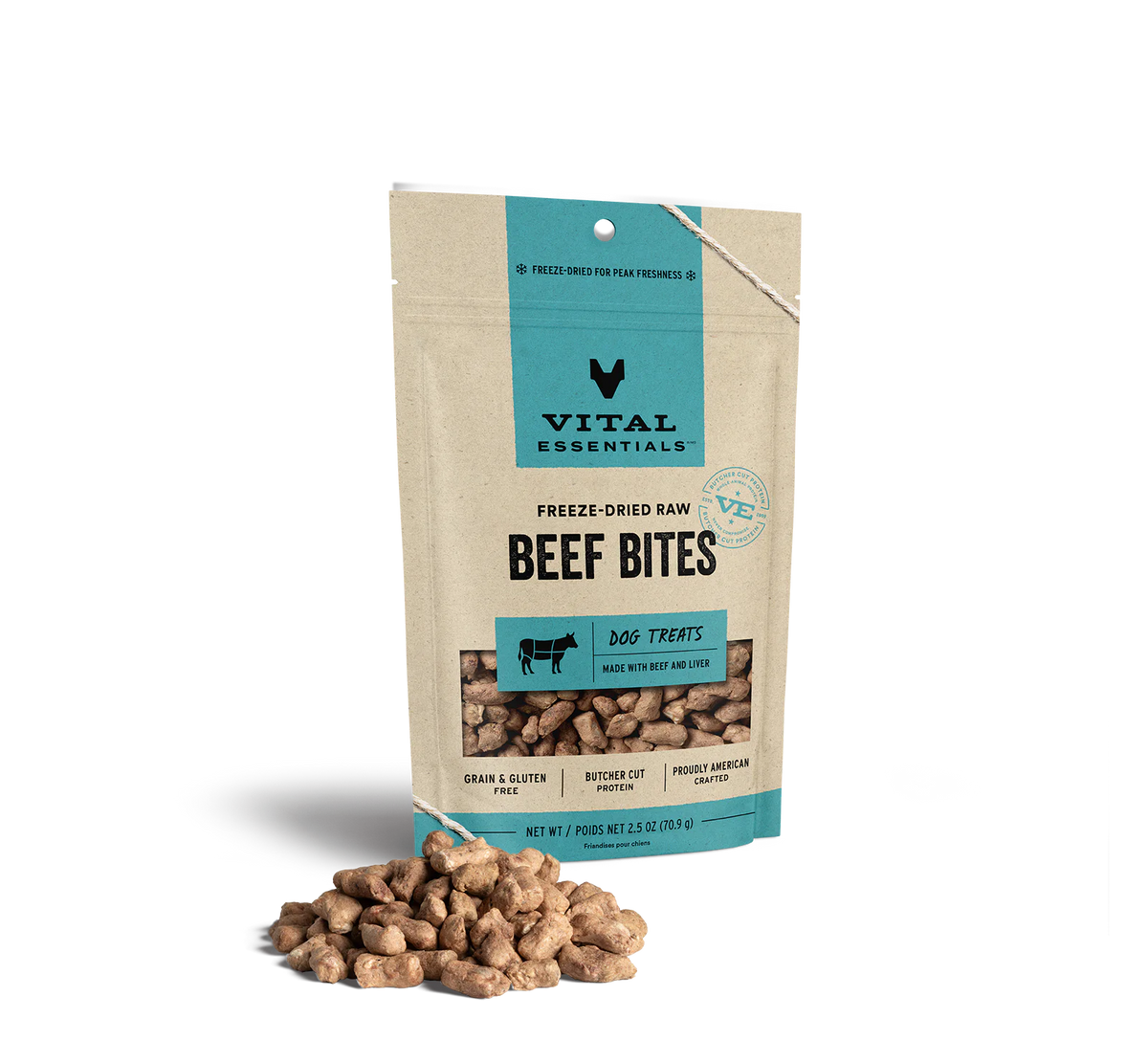 Vital Essentials Freeze-Dried Raw Beef Bites 2.5oz