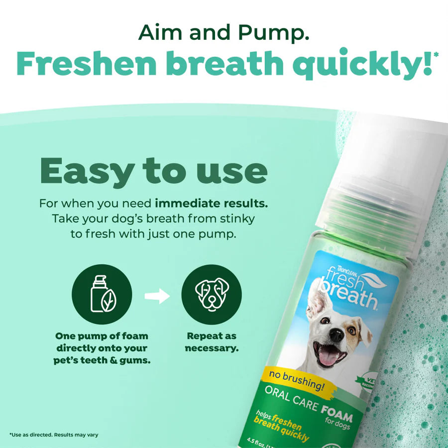 TropiClean Fresh Breath Mint Dental Foam for Dogs